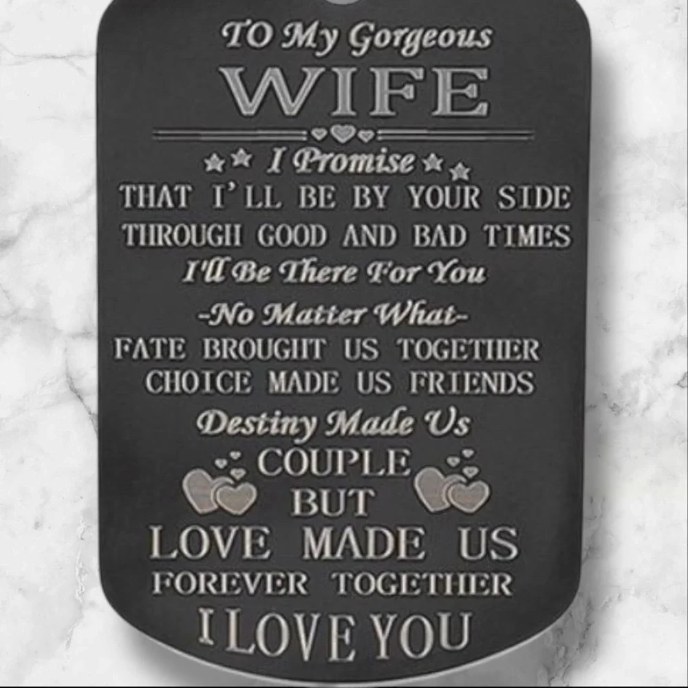 Personalized Engraved Stainless Steel‎ Keychain With Romantic Message For Wife